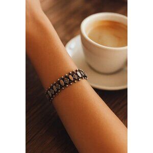 Vintage Sterling Silver Traditional India-Rajasthani Bracelet 7.75in Long 23g